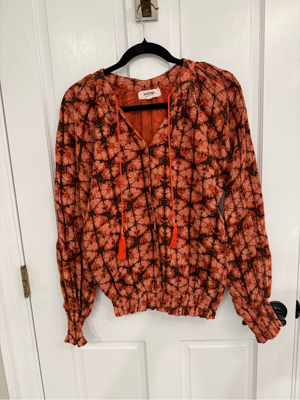 Porridge Orange V-Neck Peasant Blouse